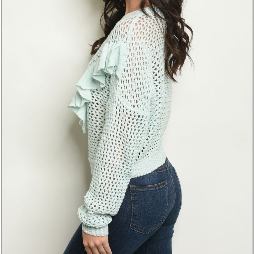 Mint Ruffle Sweater - Picture 2 of 8
